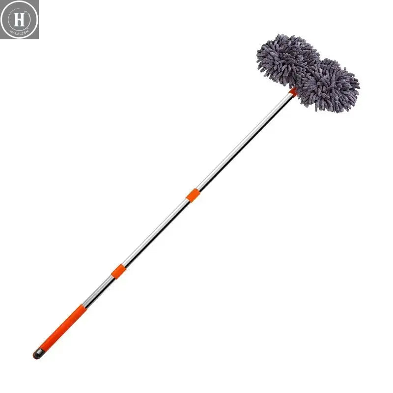 Car Washer Mop Foam Wash Brush Double Brush Head Roof Window Cleaning Maintenance Three-Section Telescopic Mop Car Accessories HALALZEN