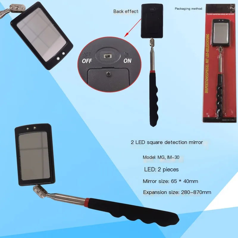 Extendible Inspection Rotatable Mirror Auto Telescoping Inspection Round Mirror Extending Hand Tools Set Detection Tool