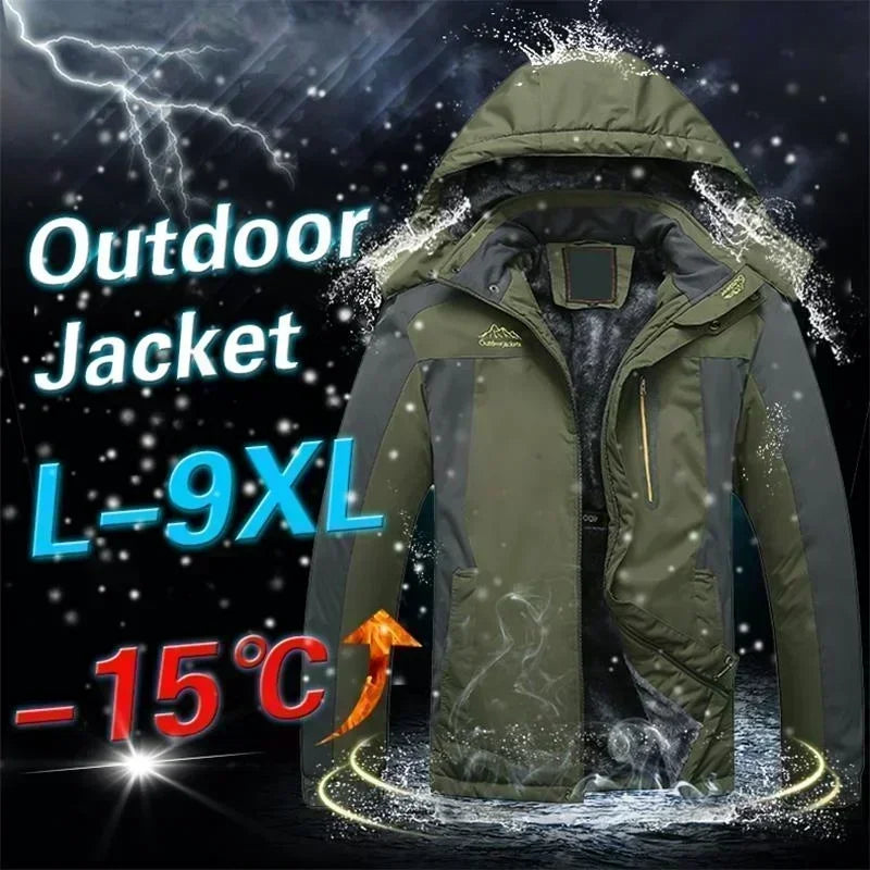 Winter Jacket Men Thick Fleece Waterproof Outwear unload Jackets Men's Windbreaker Army green Parka Raincoat Coats Plus Size 9XL