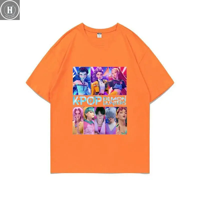 Kpop Demon Hunters HUNTRIX Saja Boys T Shirts Girls O-Neck Casual Women Summer Shirts Cotton T-shirt High Quality Clothing Tops HALALZEN