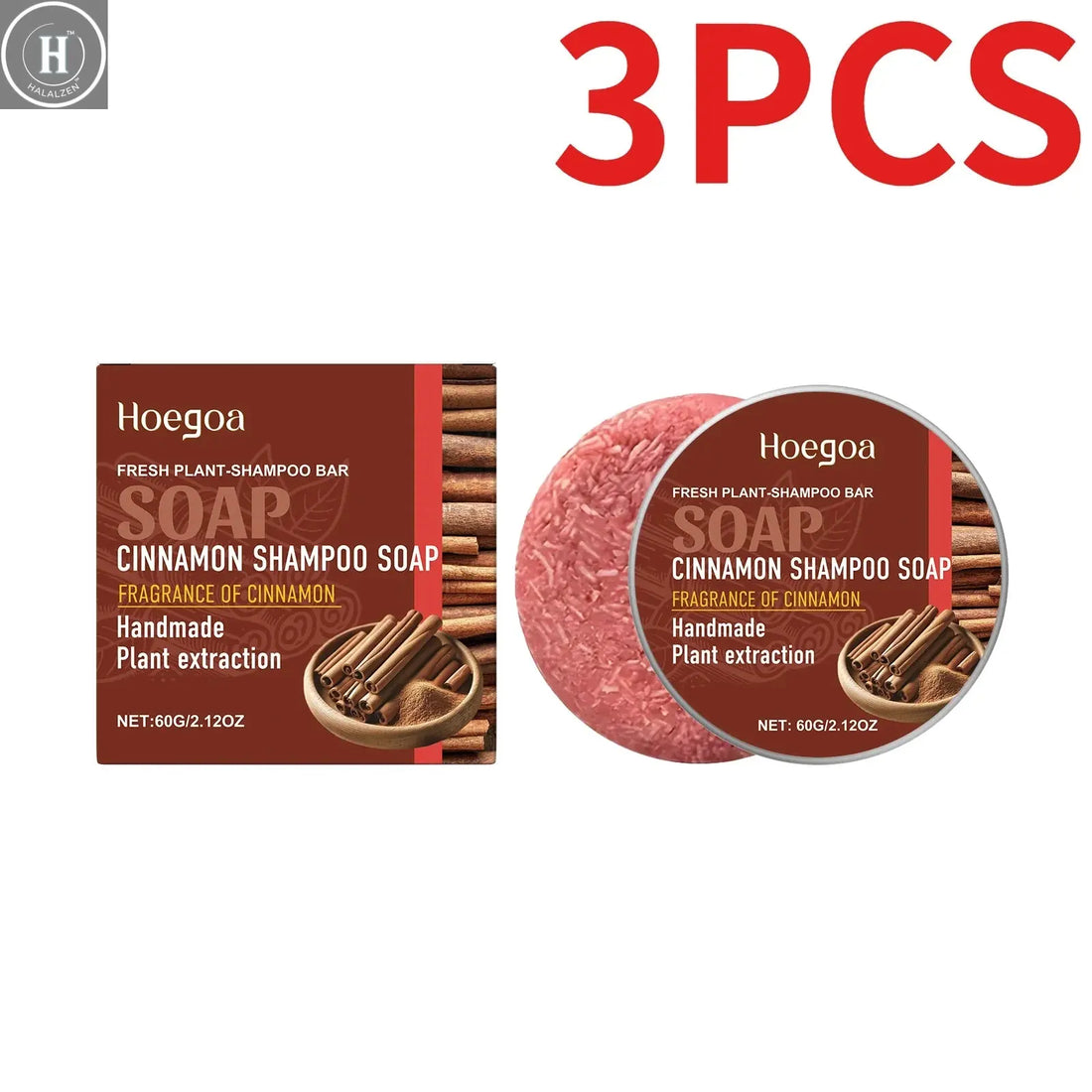 Cinnamon Shampoo Soap Bar Scalp Cleaning Dandruff Shampoo Herbal Mild Nourish Moisturize Anti-Loss Hair Scalp Care Hair Shampoo HALALZEN