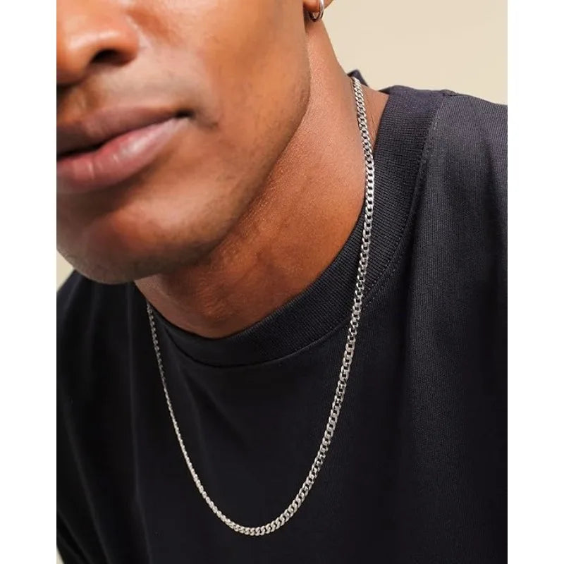 3mm Minimalist Stainless Steel Side Chain Necklace, Suitable For Both Men And Women