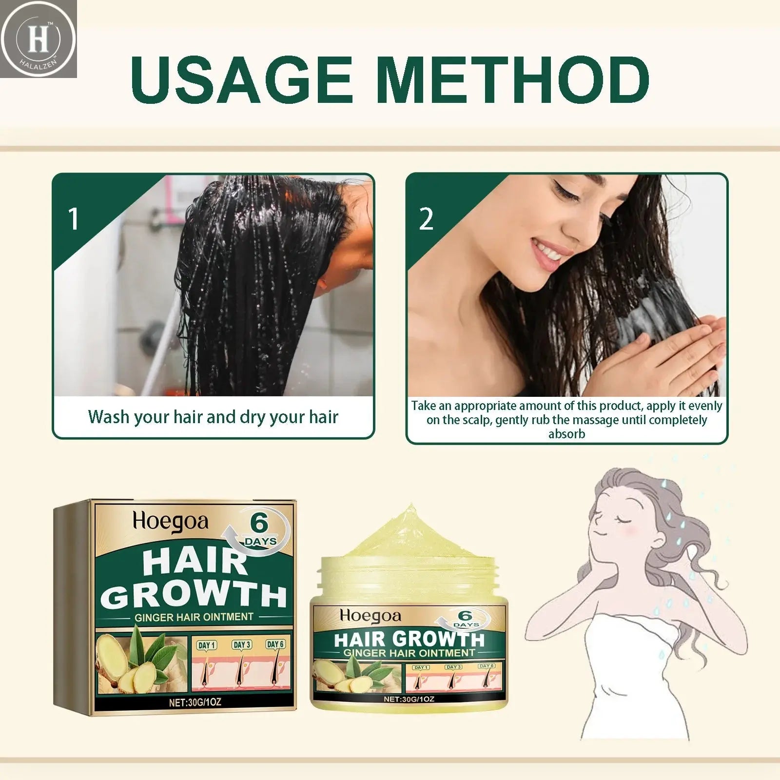 Hair Growth Cream Prevent Loss Baldness Treatment Improves Dryness Reduce Damaged Deeply Moisturizing Repairing Curls Hair Mask HALALZEN