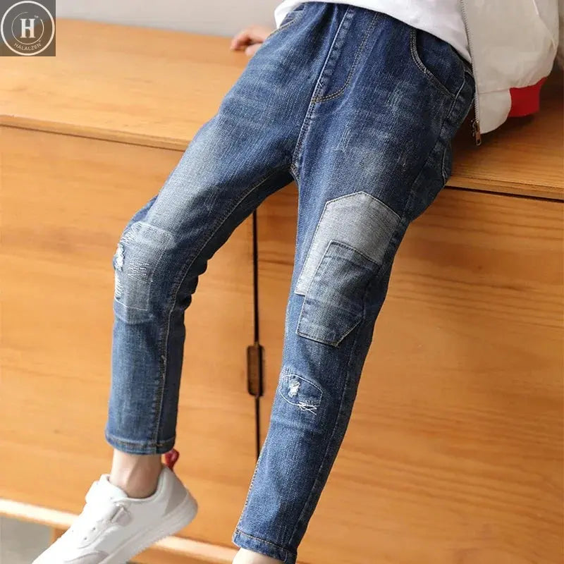 DIIMUU 4-11 Years Kids Jeans Trousers Clothing Boy Jeans Children Denim Pants Spring Autumn Baby Long Pants Toddler Bottoms HALALZEN
