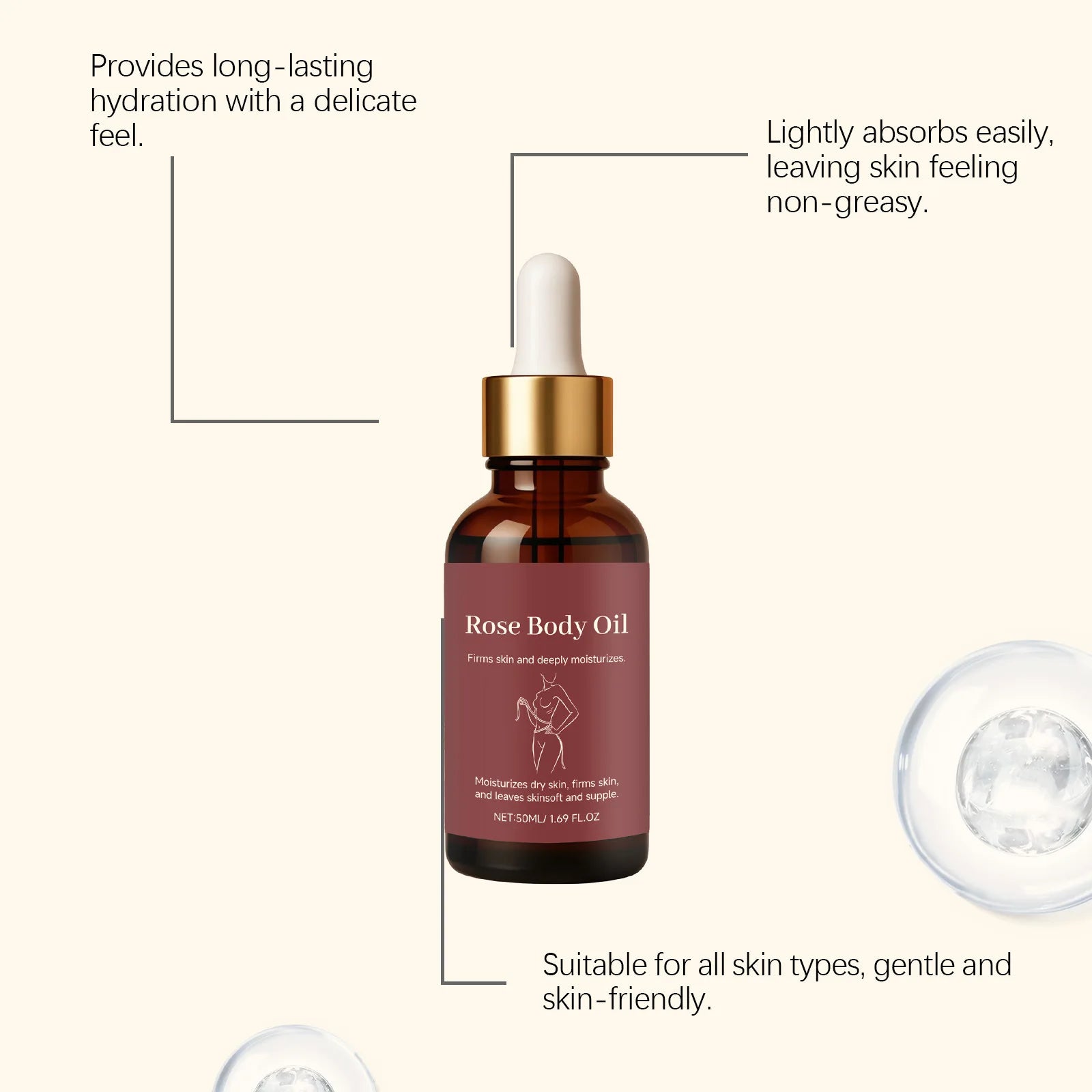 Rose Body Essential Oil Lasting Fragrance Natural Plant Oil Scraping Massage Charming Women Romantic Spa Moisturizing Essences