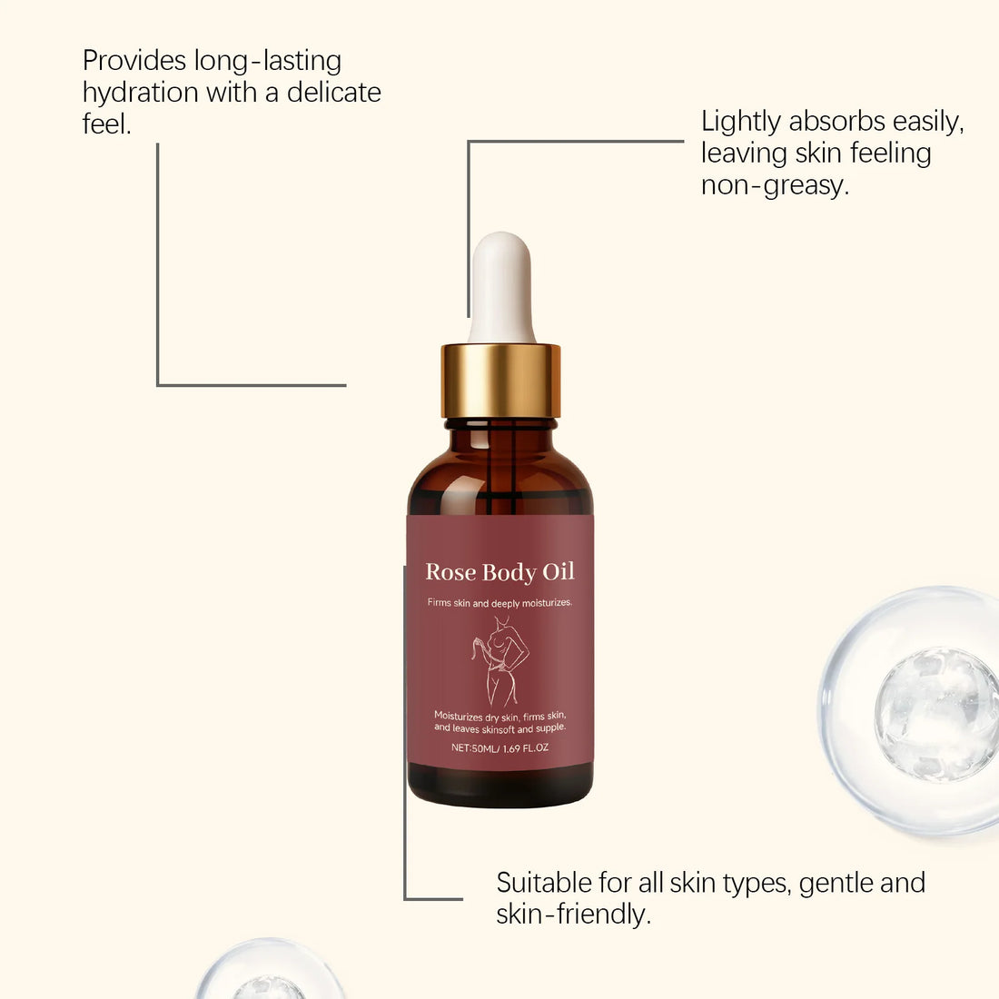 Rose Body Essential Oil Lasting Fragrance Natural Plant Oil Scraping Massage Charming Women Romantic Spa Moisturizing Essences