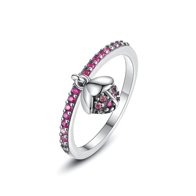 Original 925 Sterling Silver Ring Love Heart Wishbone Moon Sun Rings Crystal Rose Gold For Women Wedding Gift Luxury Jewelry