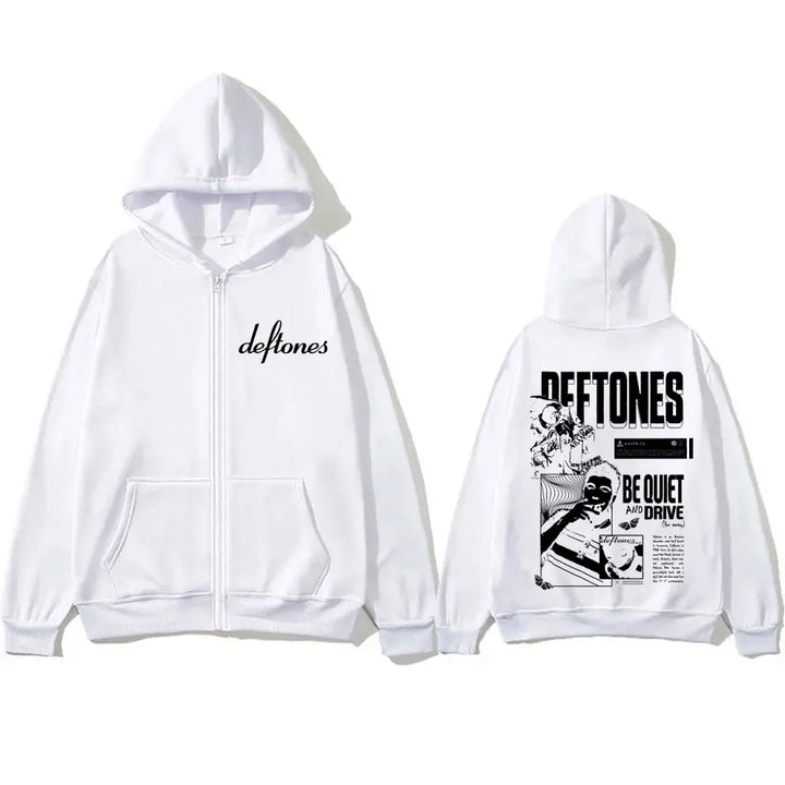 Rock Band Deftones Around The Fur Be Quiet and Drive Print Zipper Hoodie Men Alternative Metal Coat Male Vintage Zip Up Jacket
