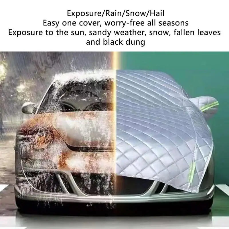 Universal Half Car Cover Waterproof Outdoor Thicken Breathable Snowproof Dustproof Covers of Most Cars Sunshade Car Accessories