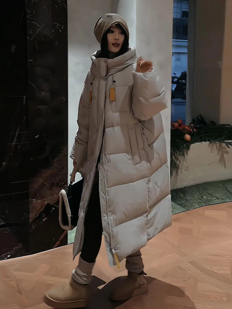 Waterproof 90% White Duck Down Jacket Women New Women Loose Long Feather Puffer Coat Hooded Winter Thick Female Overcoat