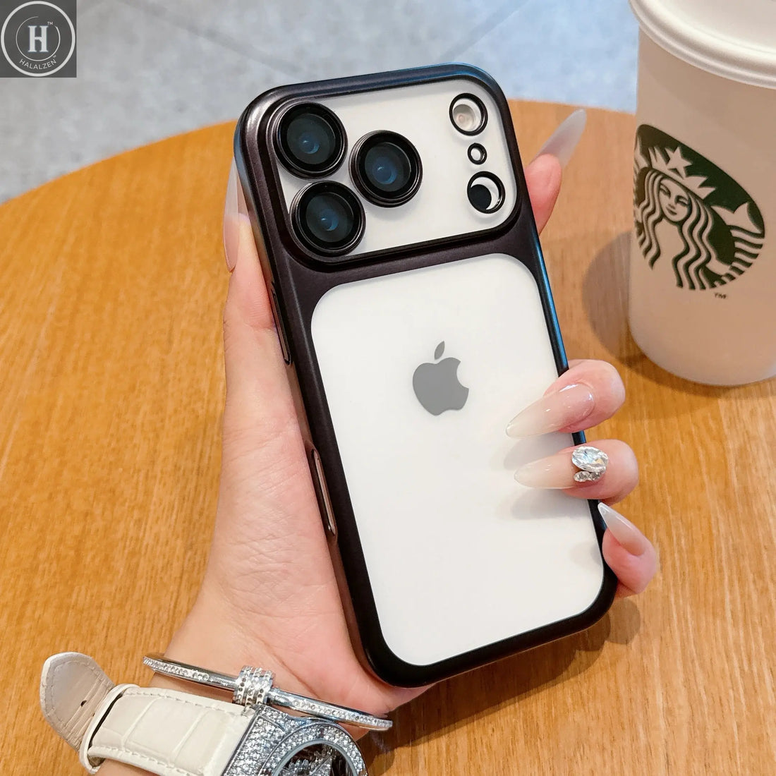 Matte Transparent Phone Case For iPhone 17 Pro Max 17 Pro Plating Frame Lens Film Protection Anti-fall PC Hard Clear Phone Cover Halalzen UK