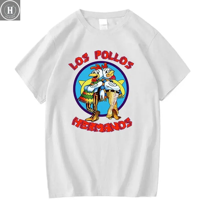 Summer Men's Short Sleeved High Quality 100% Cotton Breaking Bad LOS POLLOS Chicken Brothers Printed Casual For Men T-shirt Male HALALZEN