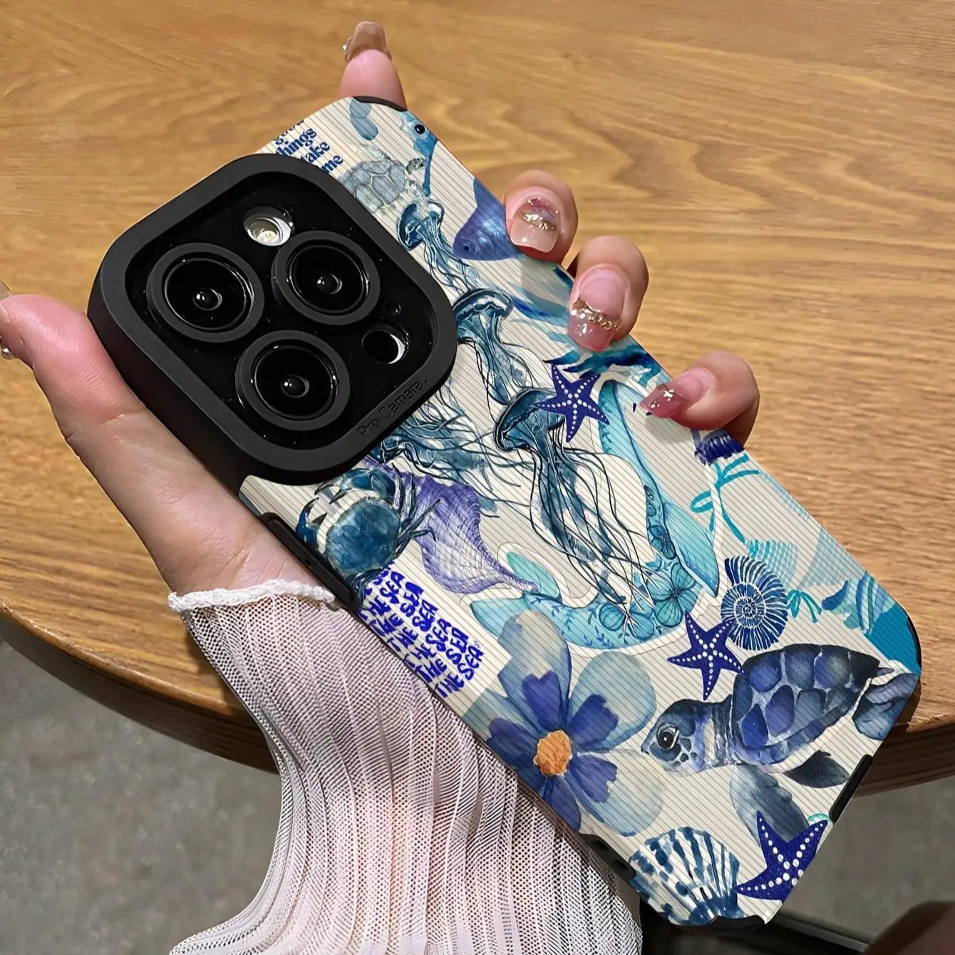 Fashion Ocean Theme Phone Case Compatible with IPhone 16 Pro Max 15 Pro 14Plus 13 12 11 X/XS Smartphone Accessories Shockproof