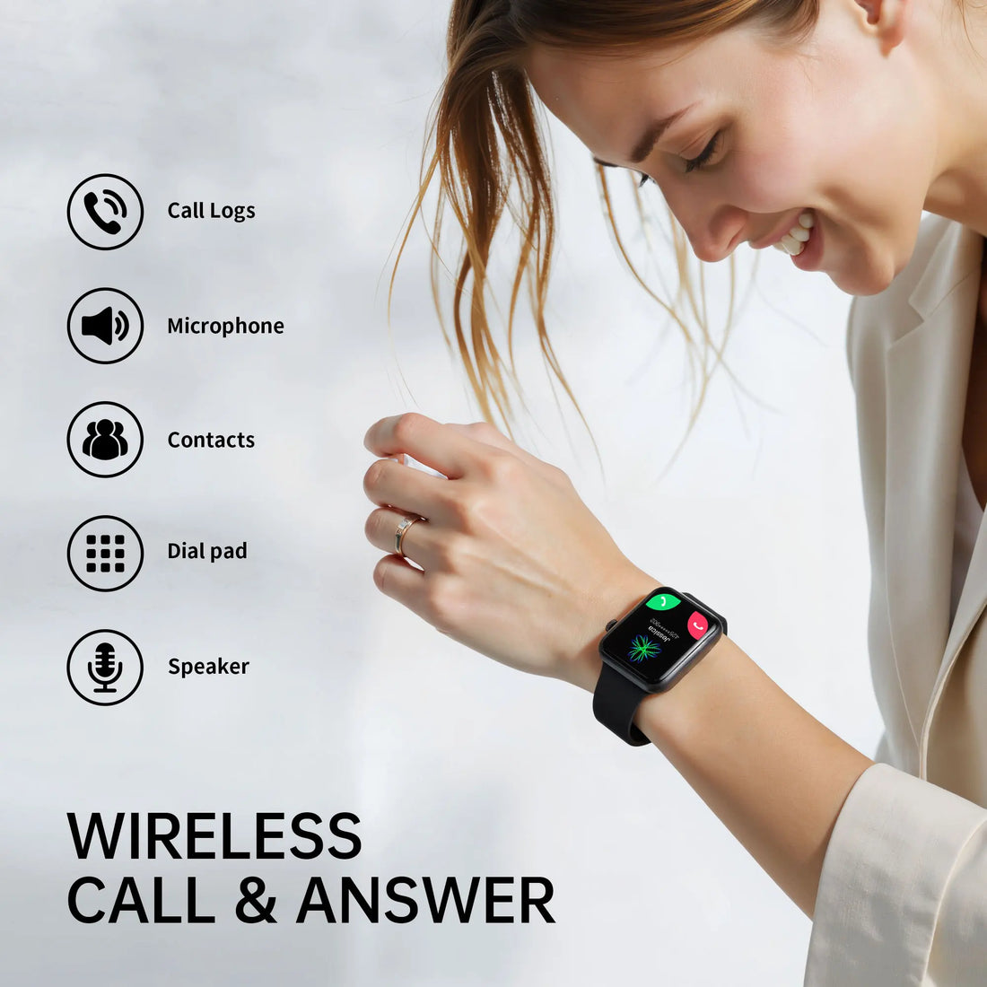 2.01'' Waterproof Smart Watch with Message Answer Call Sleep Monitoring Sports Pedometer Information Alerts For iPhone Android