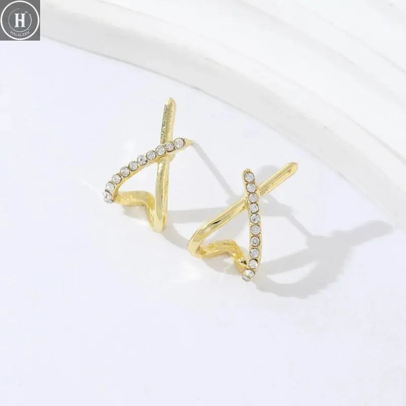 LATS Trendy Gold Color Cross Stud Earrings for Women Dainty Simple Minimalist Earring Fashion Jewelry Party Gifts Wholesale HALALZEN