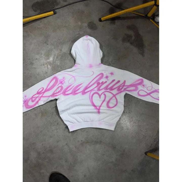 2025 New Y2K Retro Street Style Strange Letter Stripe Printed Street Hot Girl Men and Women Loose and Versatile Hoodie