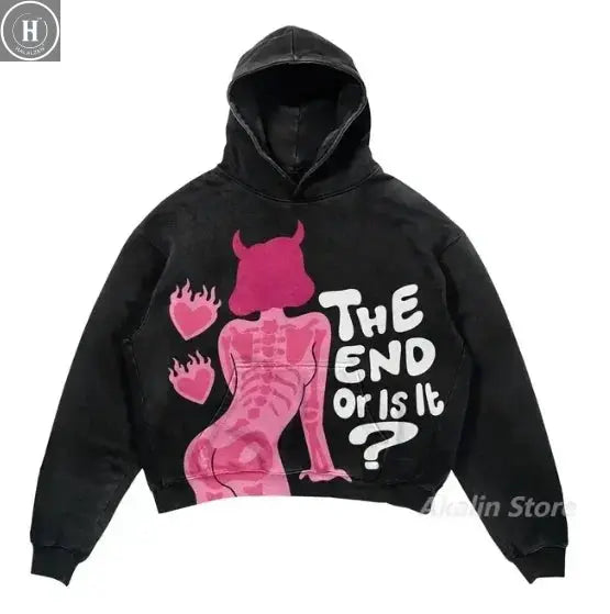 Explosions of New Harajuku Zipper Hooded Sweater Street Men and Women Retro Shirt Sweatshirt Gothic Jacket Hooded Couple Sweater HALALZEN