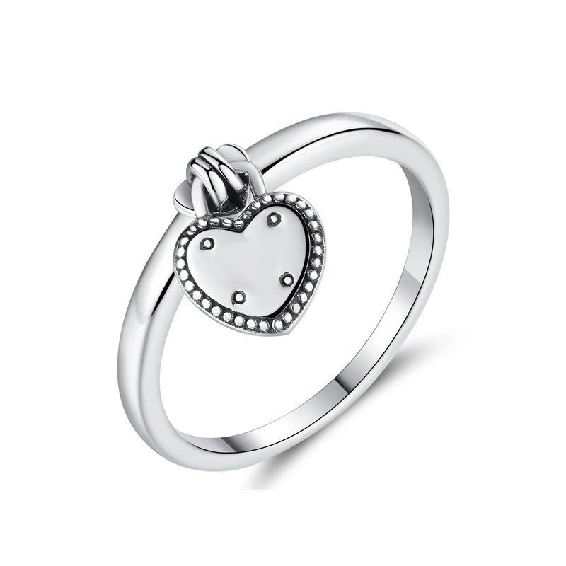 Original 925 Sterling Silver Ring Love Heart Wishbone Moon Sun Rings Crystal Rose Gold For Women Wedding Gift Luxury Jewelry