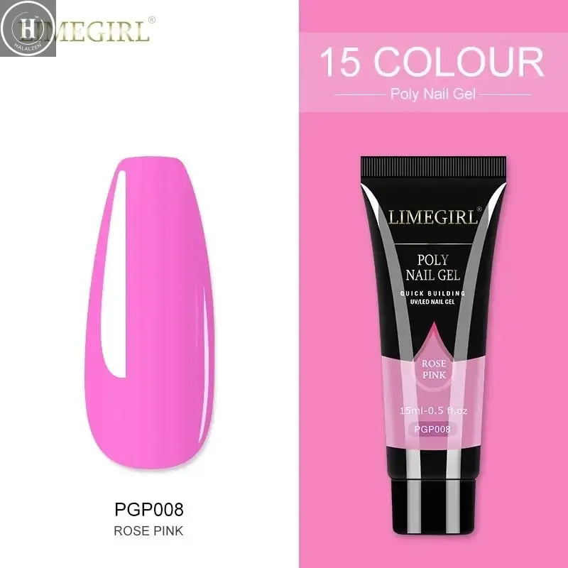 15ml Poly Extension Nail Gel For Nail Art Manicure Design 24Colors UV Varnishes Semi Permanent Builder Nail Gel Polish HALALZEN