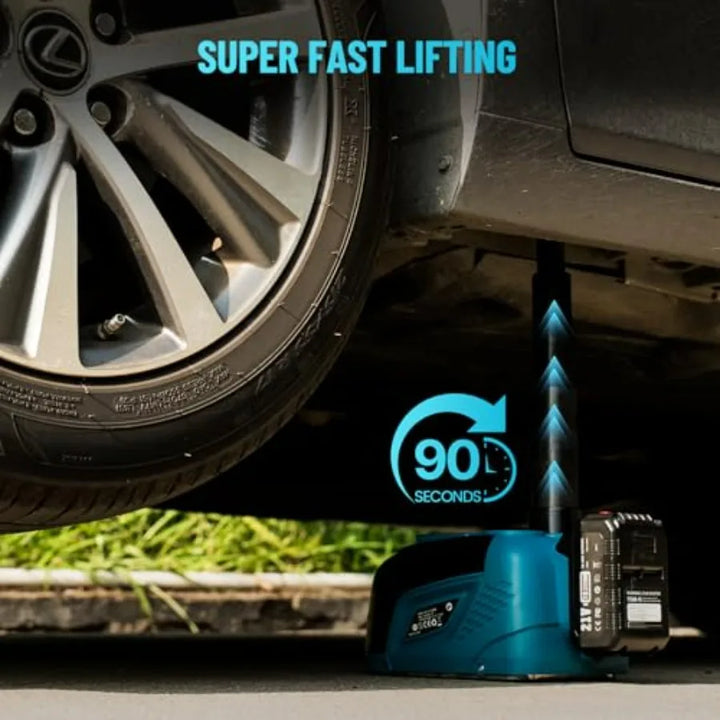 Electric Car Jack Battery-Powered, 5Ton 21V Cordless Car Hydraulic Jack with 4.0Ah Battery & Remote Control, Portable Emergency