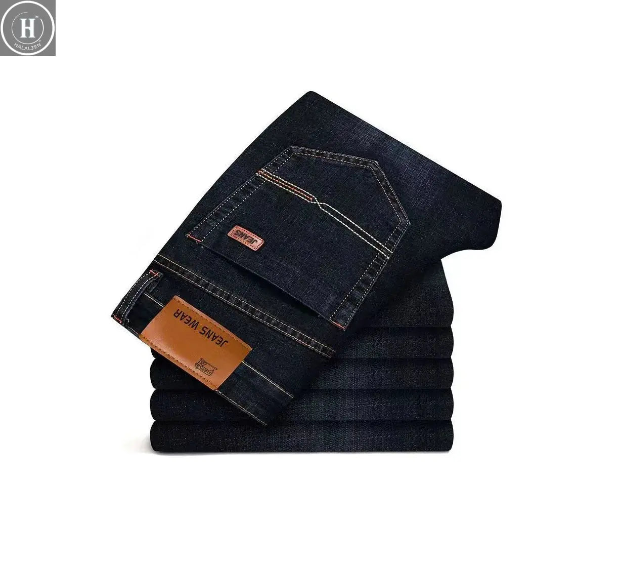 2025 New Autumn Classic Men's Fitted Stretch Jeans High-end Blue Black Casual All-Match Pants Straight Leg Men's Pants HALALZEN