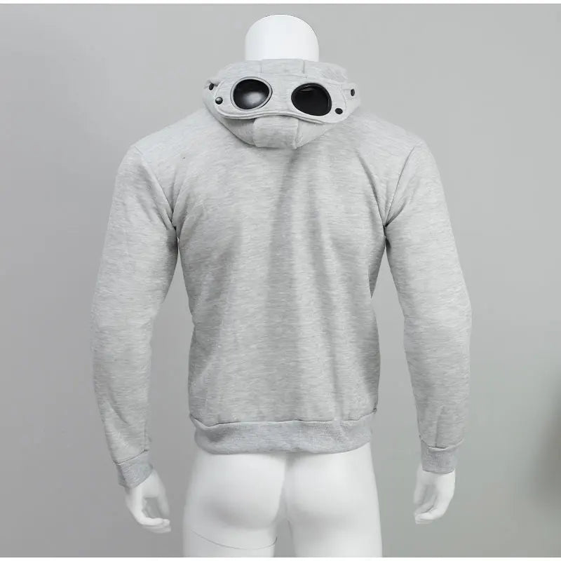 Spring Autumn Men's Casual Hooded Sweatshirt Trendy Zipper Up Sunglasses Hat Cardigan Unisex High Street Outdoor Jackets