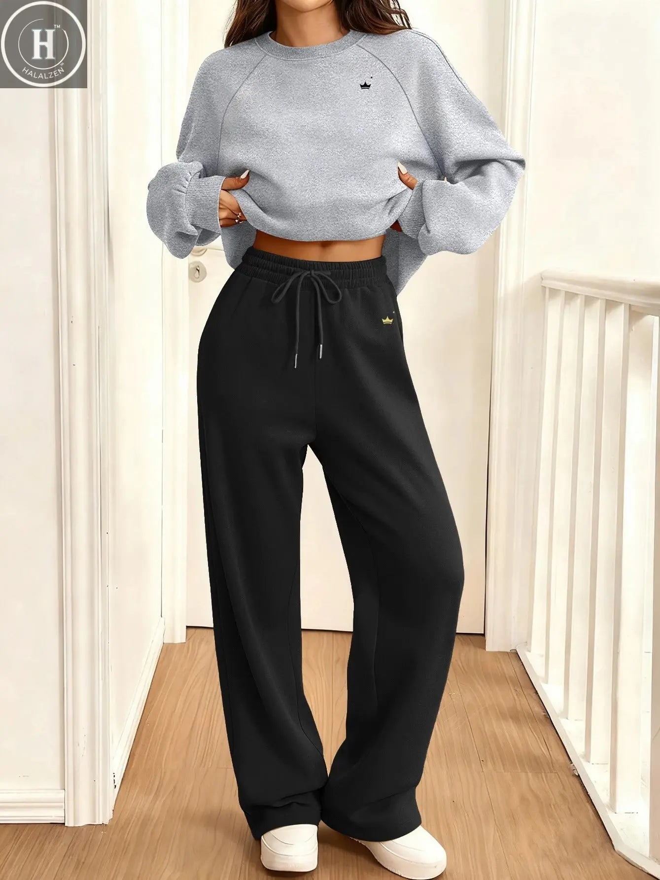 2026 Autumn Winter Fashion Loose Set Round Neck Sportswear Women's Two-Piece Outfit HALALZEN