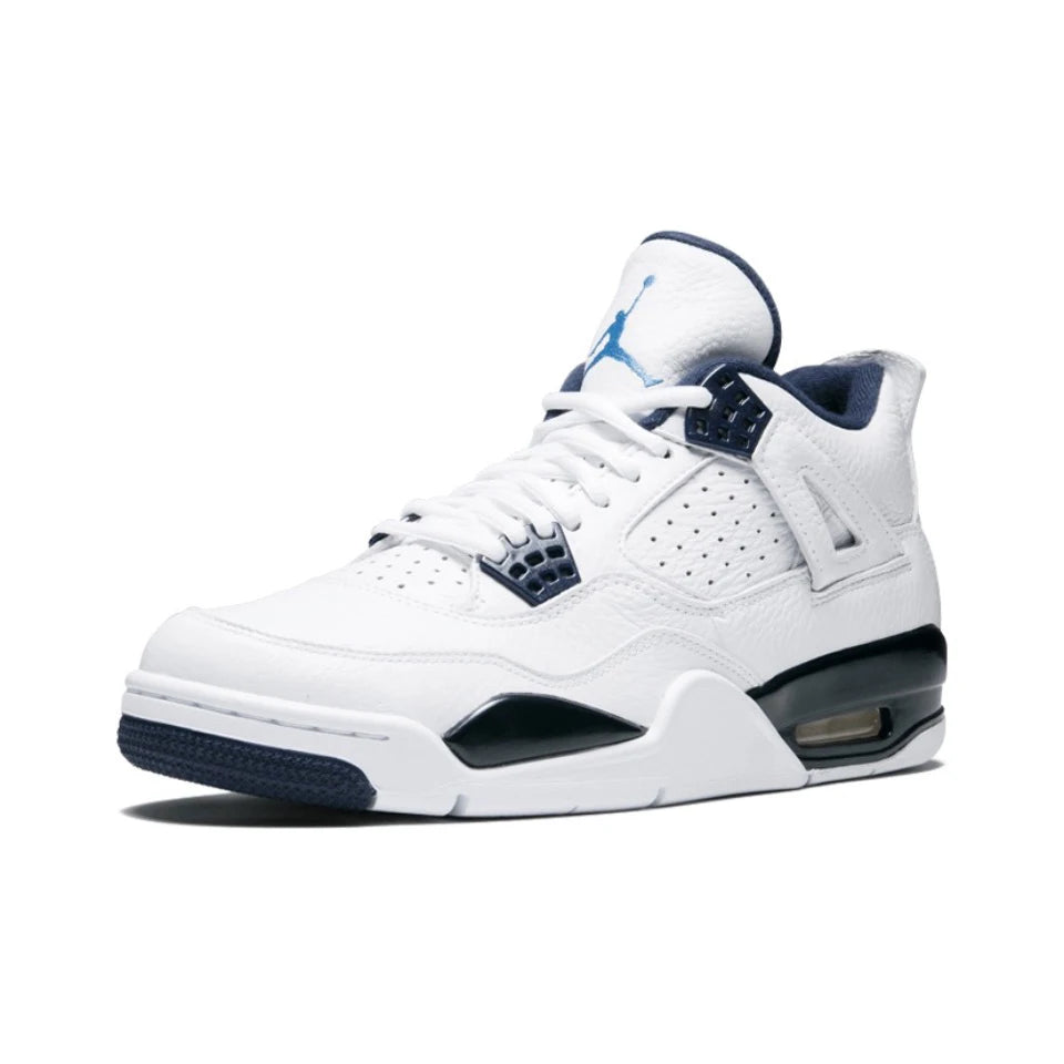 Original Air Jordan 4 "Tattoo" Comfortable Retro Basketball Shoes Men's White and Black and Red Sneakers BQ0897-006