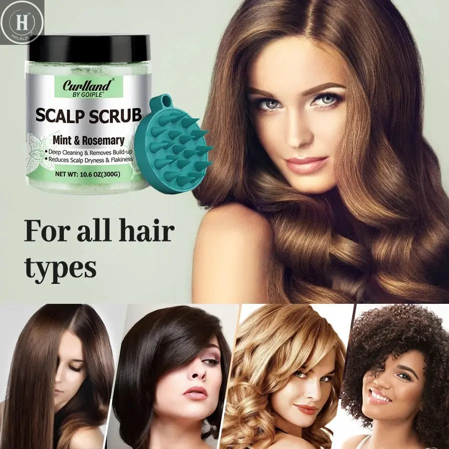 Scalp Scrub Mint & Rosemary Deep Clean Removes Build-up Moisturize Cool Soothe Hair Scalp or Exfoliating Scrub Silicone Massager HALALZEN