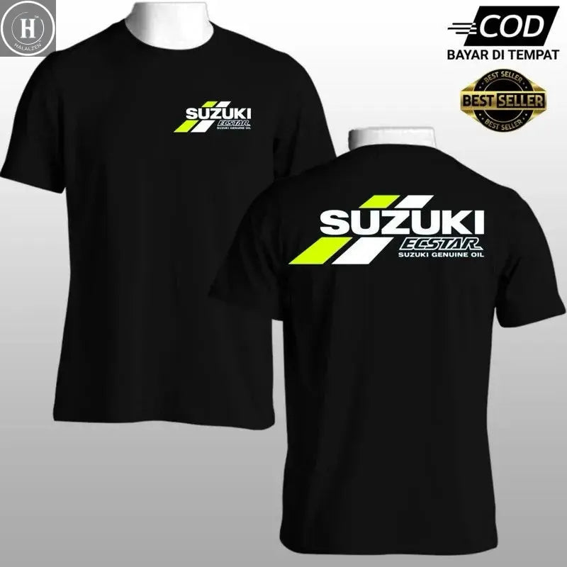 Suzuki motorcycle graphic print men's and women's short-sleeved T-shirt, 100% cotton, car theme casual men's crew neck T-shirt HALALZEN