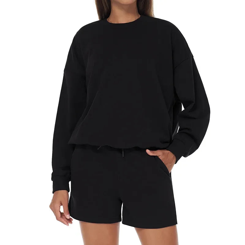 Autumn Winter Women's Pant Sets Sports Pullover Wide Leg Pants 2 Pieces Yoga Sets Gym Fitness Tracksuit Set Loose Hoodies Suits