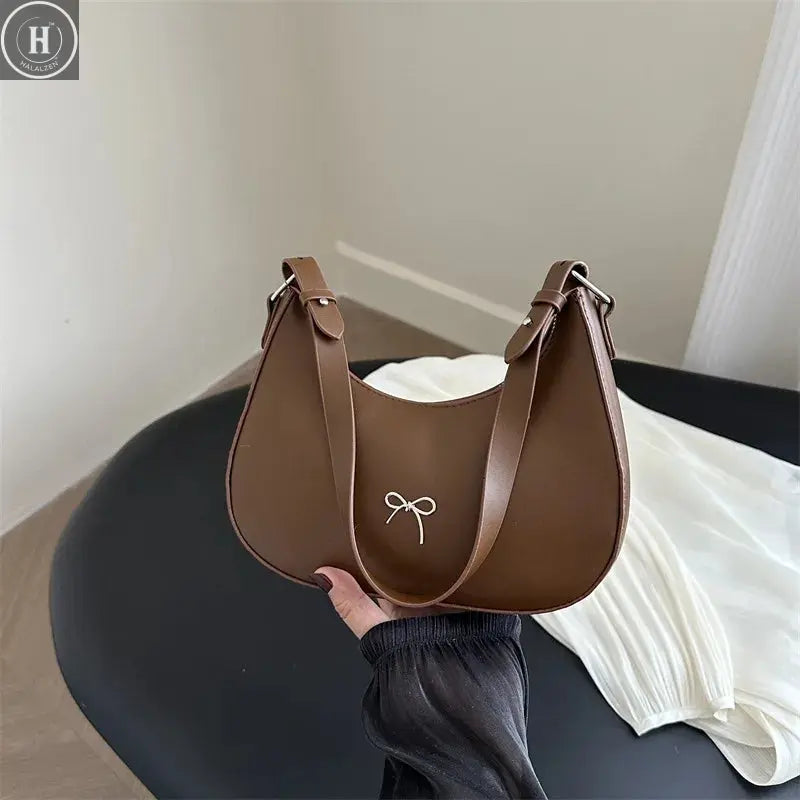 Bowknot Armpit Bag Korean Underarm Bag Luxury PU Leather Y2K Handbag Girls Shoulder Bag Clutch Purse Bolsa Feminina 2026 HALALZEN