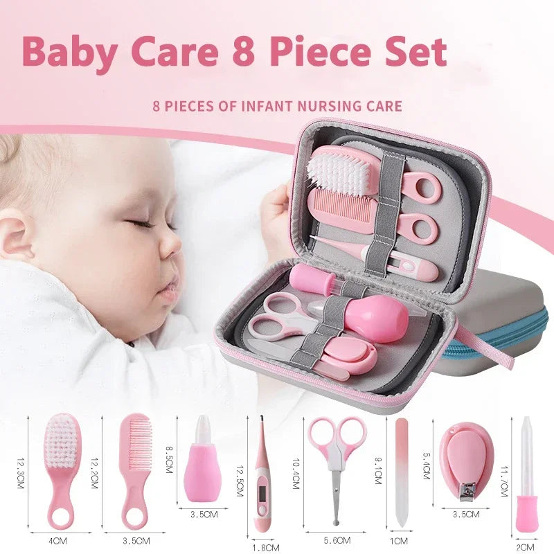 6/8pcs/Set Newborn Baby Kids Nail Hair Health Care Thermometer Grooming Brush Kit