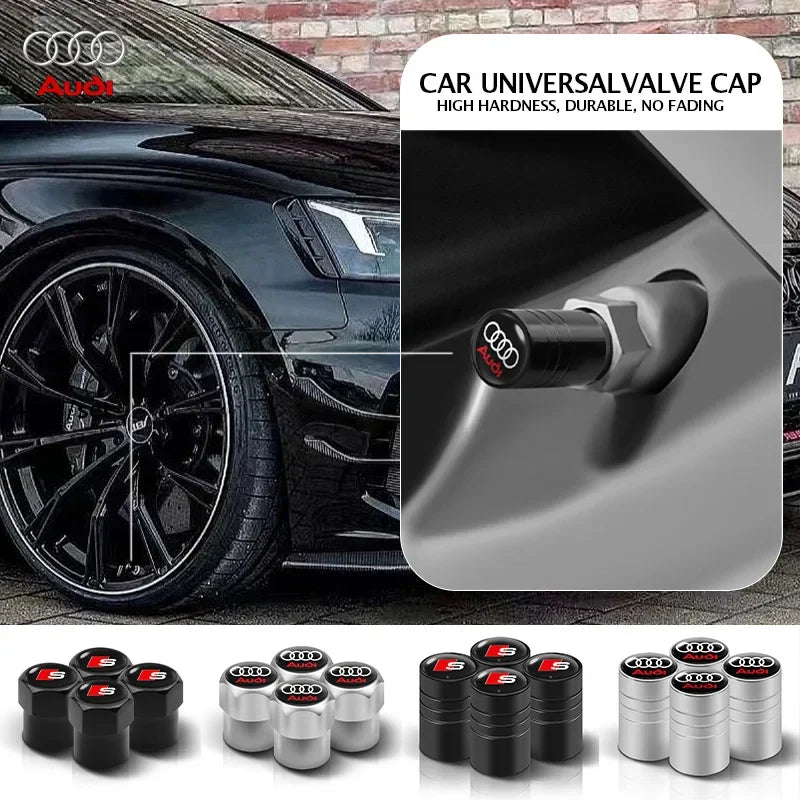 Car Tire Valve caps Emblem metal Cap Case For Audi sline S3 S4 TT Q2 Q3 Q5 Q7 Q8 A3 A4 A5 A6 A7 R8 B5 B6 accessories Car Styling