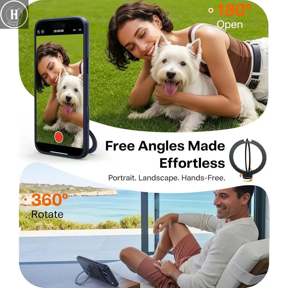 360° Magnetic Stand iPhone 17 Pro Max Case, Deep Blue Shockproof with Camera Control, Compatible with MagSafe Halalzen UK