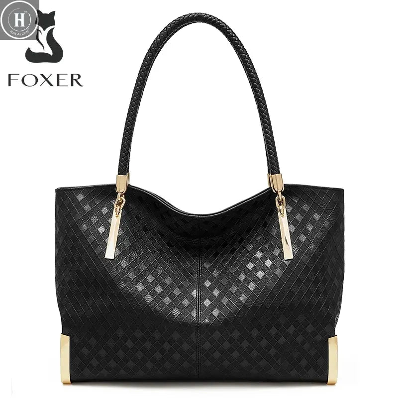 FOXER Brand Genuine Leather Handbag Winter Women Original Design Shoulder Bag Luxury Tote Large Capacity Lady Bag Chrismas Gift HALALZEN