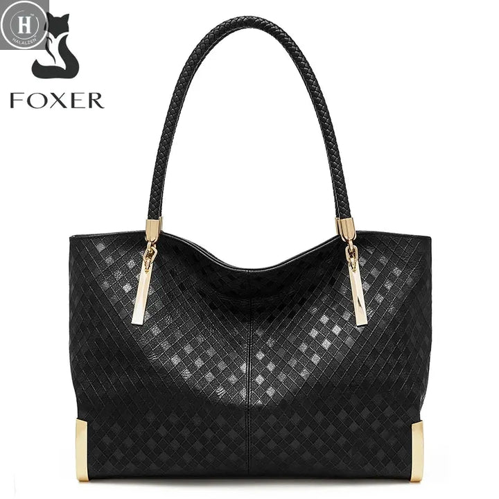 FOXER Brand Genuine Leather Handbag Winter Women Original Design Shoulder Bag Luxury Tote Large Capacity Lady Bag Chrismas Gift HALALZEN