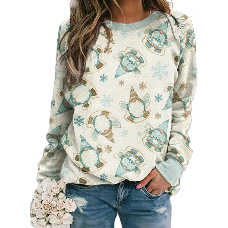 3D Print Women's Sweatshirts Christmas Snowman Sweatshirt Santa Claus Casual Crewneck Hoodie Y2k Street Fashion Pullover Tops