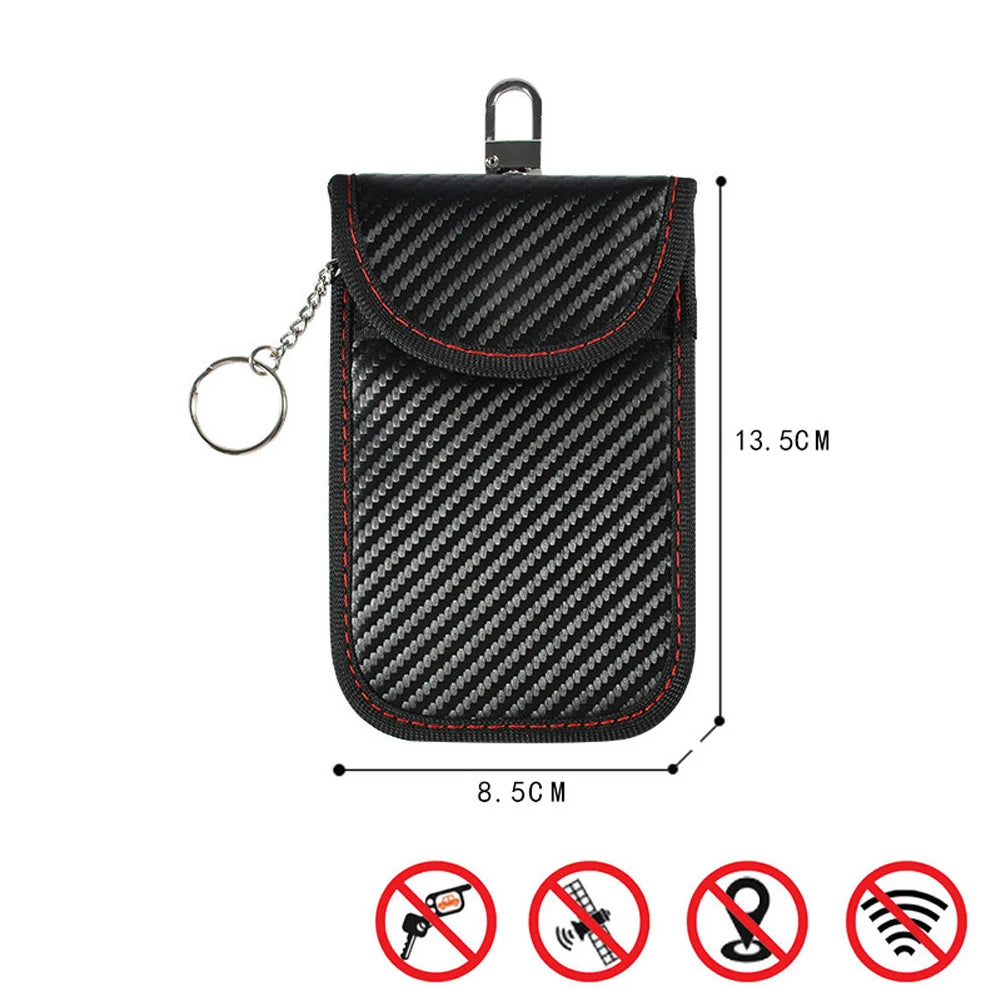 2Pcs Car Key Signal Blocker Case PU Leather Anti-Theft Faraday Pouch Double-Layer Car RFID Signal Blocker Key Bag for Auto Parts