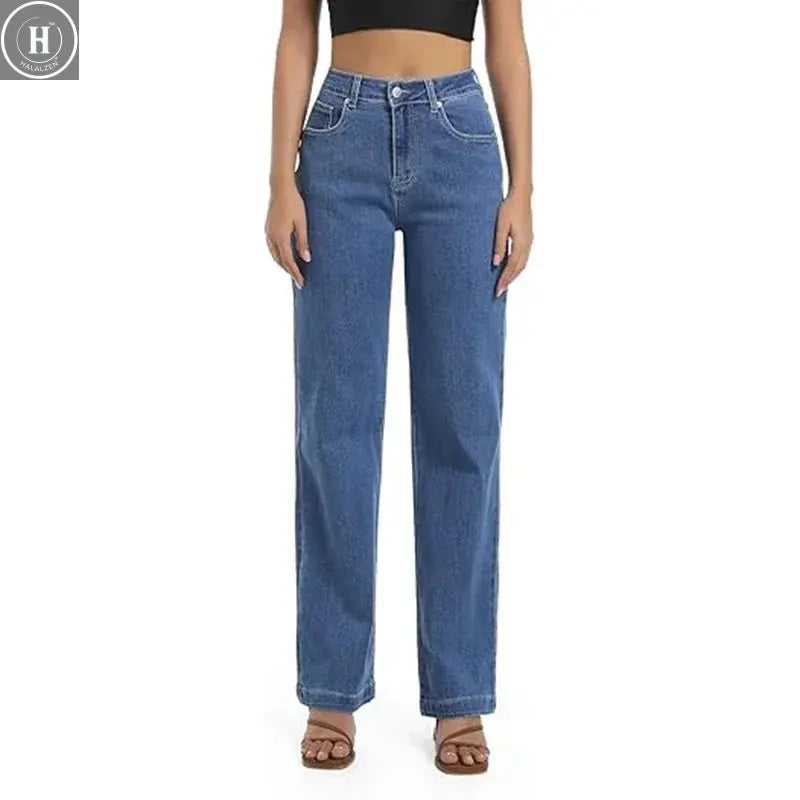 2025 Women Pink Beige Straight Leg Jeans Female Retro Solid High Waisted Denim Pants Girls Trendy Fashion Daily Cheap Trousers Halalzen UK