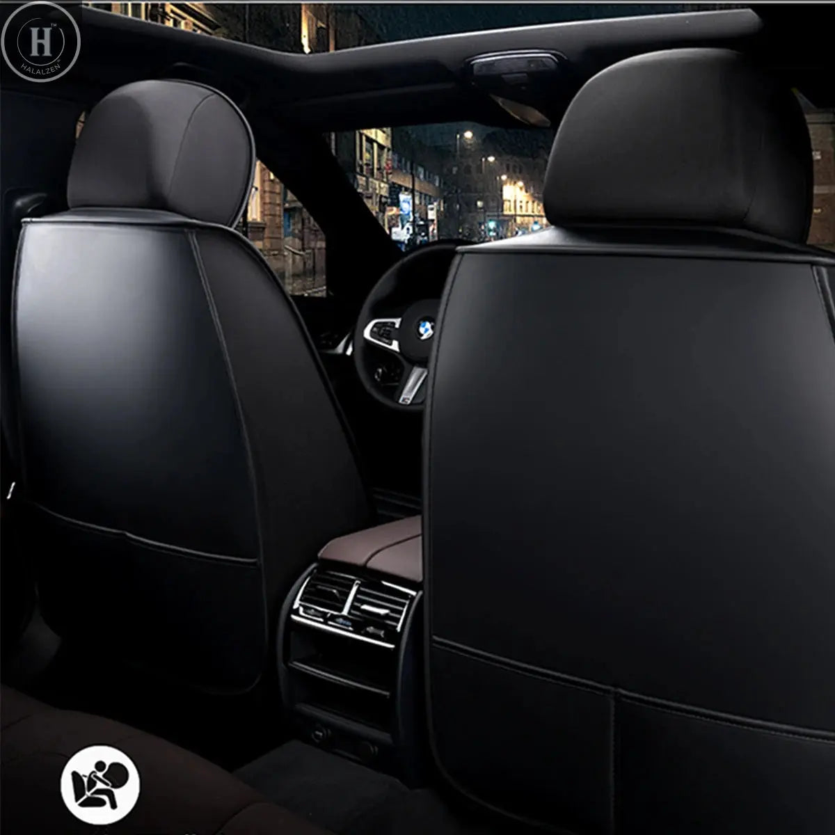 11PCS 5 Seats Car Seat Covers PU Leather Full Set Seats Cover Front Rear Seat Cushion Cover Universal Truck SUV For Hyundai/Ford HALALZEN