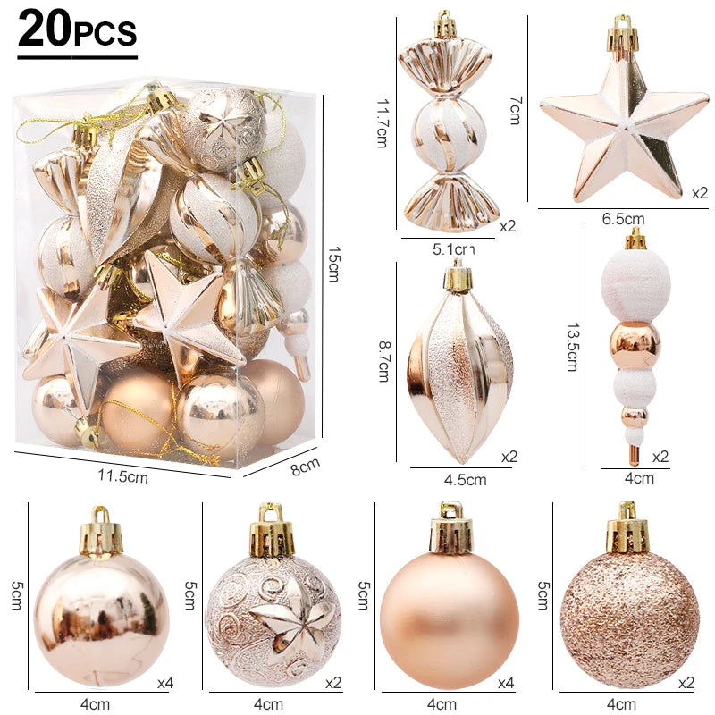 29/20Pcs Christmas Tree Balls Hanging Pendant Candy Cane Pine Cone Ornament Set Christmas Home Decoration 2024 Navidad New Year