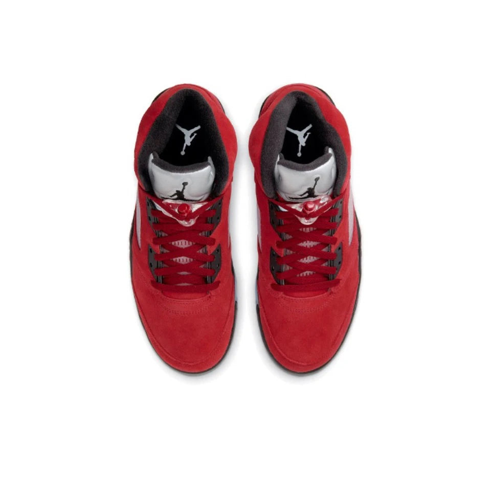 Original Air Jordan 5 'Bulls' For Men's Red and White Retro Classic Basketball Shoes Casual Sneakers