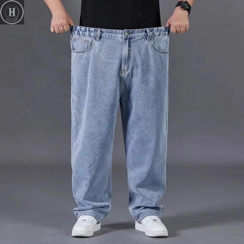 Big Size Jeans Men Good Quality Large Size Jumbo Long Loose Pants Plus Size Loose Jeans Men Wearable Seasons Denim Baggy Jean HALALZEN