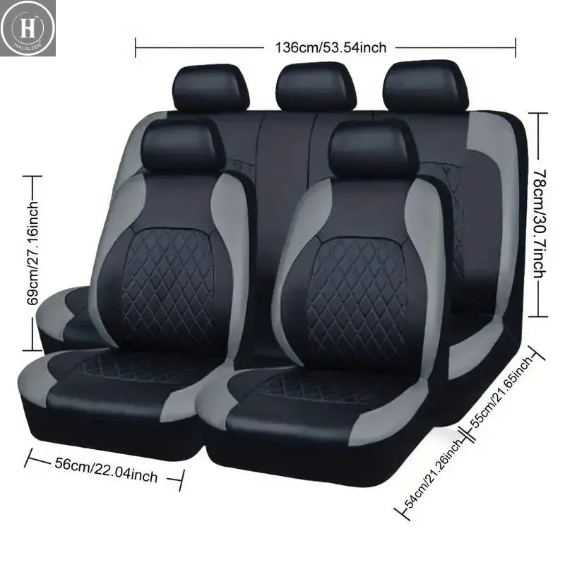 PU Leather Car Seat Covers Airbag Compatible Car Interior Accessories Front/ Rear/ Full Set Cover Cushion Universal Fit Most HALALZEN
