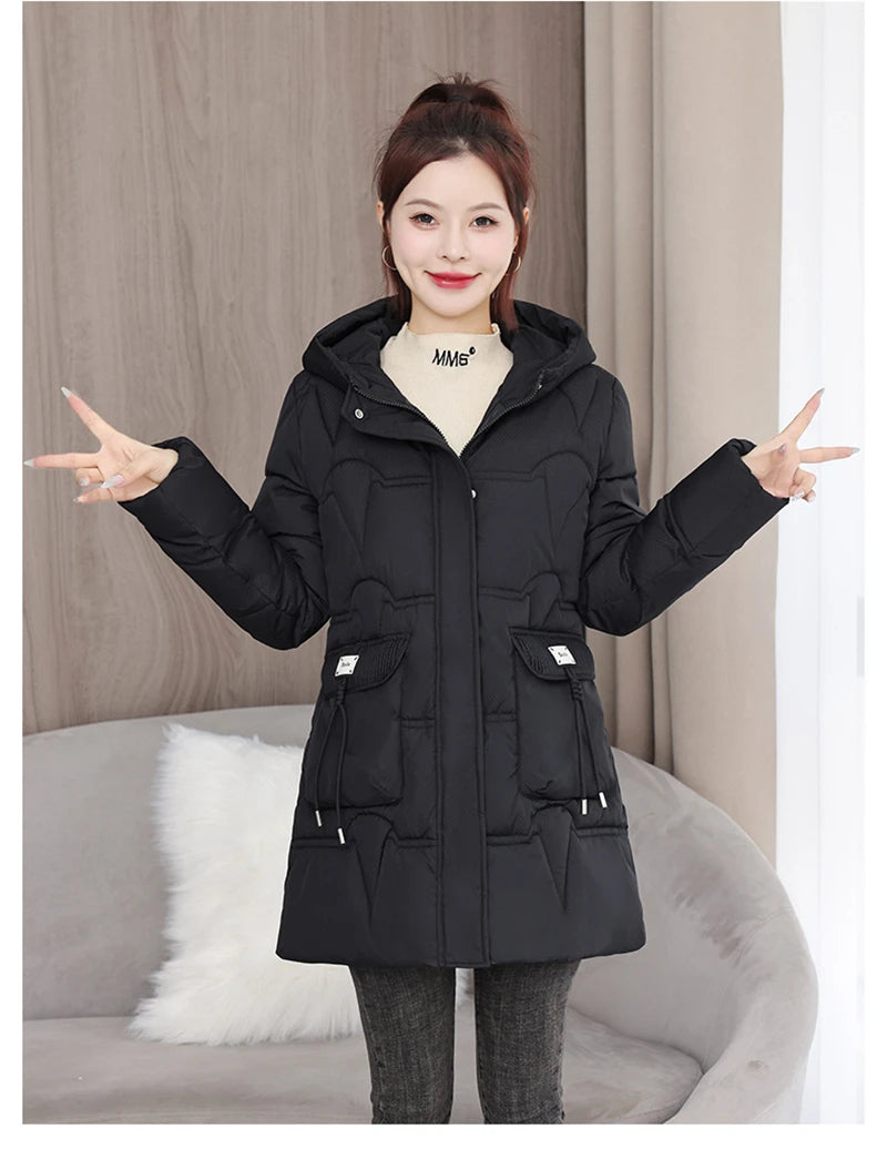 Winter Jacket Women's Parka Coat 2024 New Long Coat Down Snow Wear Outerwear Female Hooded Waterproof Cotton Padded Puffer Parka