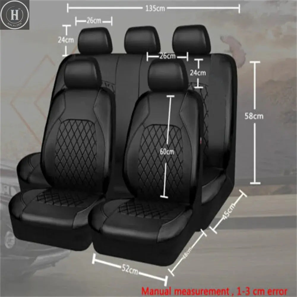 9pcs/Set Universal Car Seat Set PU Leather Car Seat Cushion Fully Surrounded Protective Pad Anti-Scratch Car Interior Accessorie HALALZEN
