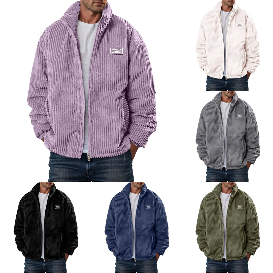 Men's Corduroy Winter Down Coat Streetwear Thick Cotton Padded Jacket Outdoor Turtleneck Zip Up Warm Quilted Parkas Men Clothing