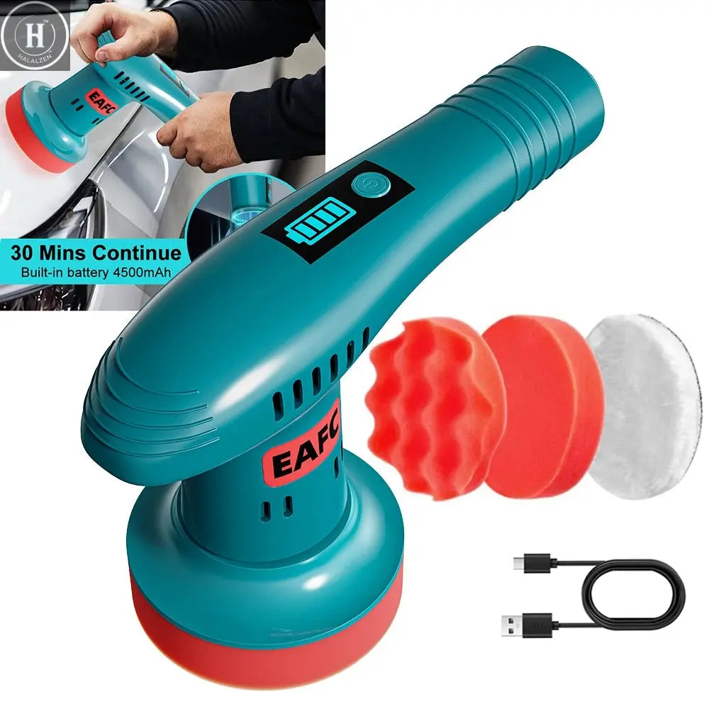 Car Polisher 4500mAh Handheld Wireless Polisher Car Polishing Waxing Machine Power Tool for Car Body Cleanig Waxing Repair HALALZEN