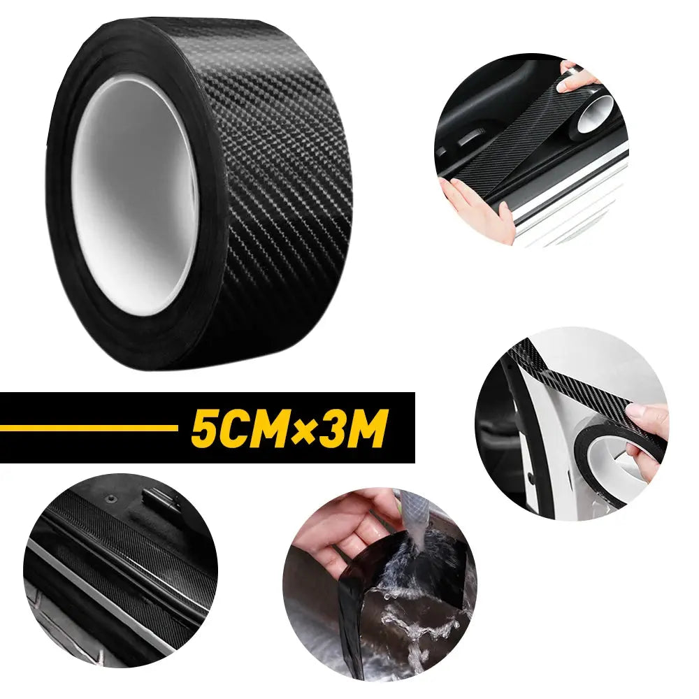 5CMx3M Car Stickers Carbon Fiber Auto Door Threshold Trunk Protective Strip Anti Scratch Tape Waterproof Decal Car Accessories Halalzen UK